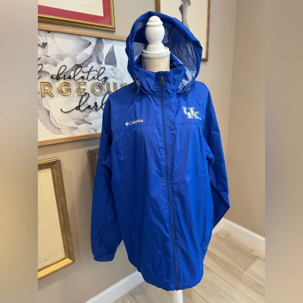 NWOT! COLUMBIA University of Kentucky Blue Windbreaker Rain Jacket